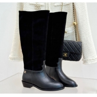 Unique Style Chanel Suede and Black Calfskin High Boots Black 2025 CH071515