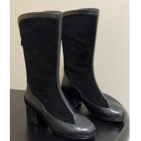 Best Grade Chanel Suede & Lambskin Heel High Boots 5cm Black 2025 G46591