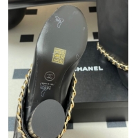 Charming Chanel Calfskin Leather & Grosgrain Heel High Boots 6cm with Foldover Bootleg and Chain Black 2025 CH071517