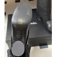 Big Discount Chanel Calfskin & Grosgrain Heel Ankle Boots 6cm with Foldover Bootleg Black 2025 CH071516