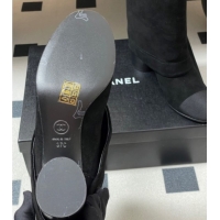 Classic Specials Chanel Suede & Grosgrain Heel Ankle Boots 6cm with Foldover Bootleg Black 2025 CH071516