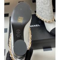 Sophisticated Chanel Lace, Calfskin & Grosgrain Heel Ankle Boots 6cm with Foldover and Chain White 2025 CH071517