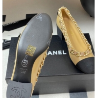 Big Discount Chanel Lambskin & Grosgrain Pumps 5cm with Chain Yellow 2025 CH071518