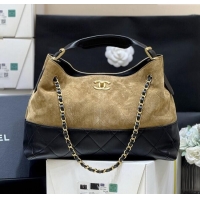 Market Sells Chanel Small Tote Bag in Suede Calfskin & Shiny Lambskin AS5634 Beige/Black 2025 Top Quality
