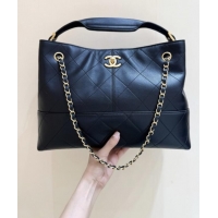 Buy Discount Chanel Small Tote Bag in Original Calfskin AS5634 Black 2025 Top Quality