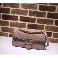 Buy Luxury Gucci GG Marmont Matelasse Leather Small Shoulder Bag 443497 Nude Pink 2024