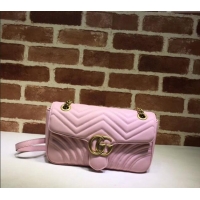 Pretty Style Gucci GG Marmont Matelasse Leather Small Shoulder Bag 443497 Light Pink 2024