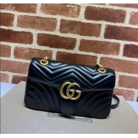 Good Taste Gucci GG Marmont Matelasse Leather Small Shoulder Bag 443497 Black 2024