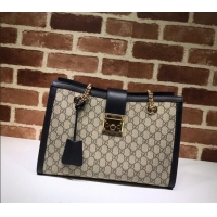 Original Cheap Gucci Padlock GG Canvas Medium Shoulder Bag 479197 Black 2024