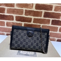 New Cheap Gucci Ophidia GG Denim Small Shoulder Bag 503877 Black 2024