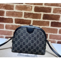 Low Cost Gucci Ophidia Jumbo GG Denim Small Shoulder bag 499621 Black 2024