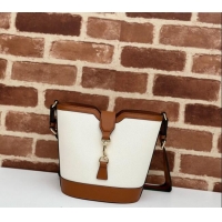 Top Quality Gucci Mini Bucket Shoulder bag in Leather and Canvas 782908 White/Brown 2024