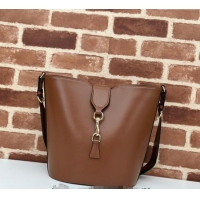 Buy Discount Gucci Leather Medium Bucket Shoulder bag 782904 Brown 2024