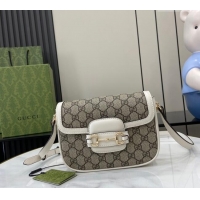 Famous Brand Gucci Horsebit 1955 GG Canvas Mini Shoulder Bag 815205 White 2024