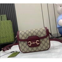 Reasonable Price Gucci Horsebit 1955 GG Canvas Mini Shoulder Bag 815205 Burgundy 2024