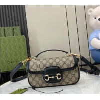 Luxury Cheap Gucci Horsebit 1955 GG Canvas Small Top Handle Bag 815206 Black 2024