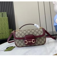 Promotional Gucci Horsebit 1955 GG Canvas Small Top Handle Bag 815206 Burgundy 2024
