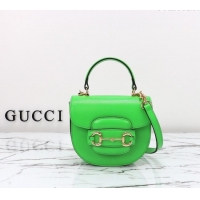 New Fashion Gucci Horsebit 1955 Leather Mini Top Handle Bag ‎781387 Light Green 2024