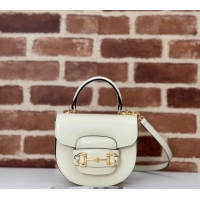 New Fashion Gucci Horsebit 1955 Leather Mini Top Handle Bag ‎781387 White 2024