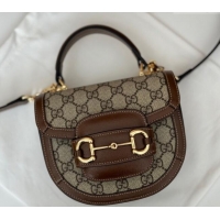 Unique Grade Gucci Horsebit 1955 GG Canvas Mini Top Handle Bag ‎781387 Beige/Brown 2024