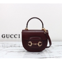 Unique Grade Gucci Horsebit 1955 Leather Mini Top Handle Bag ‎781387 Dark Burgundy 2024