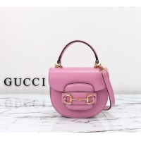 Low Cost Gucci Horsebit 1955 Leather Mini Top Handle Bag ‎781387 Pink 2024