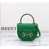 Super Quality Gucci Horsebit 1955 Leather Mini Top Handle Bag ‎781387 Green 2024