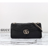Buy Cheap Gucci GG Marmont Leather Large Shoulder Bag 788371 Black 2024