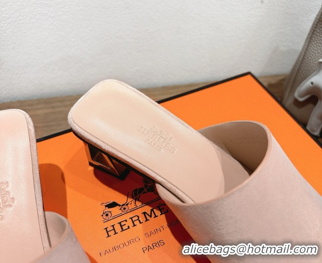 Purchase Hermes Kristal Heel Slides Sandal in Suede Pink 0606069