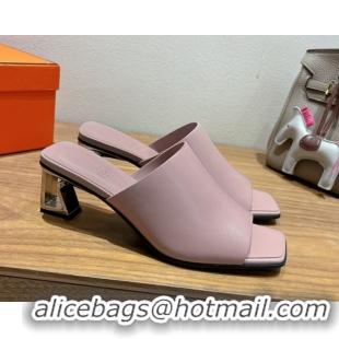 Big Discount Hermes Kristal Heel Slides Sandal in Nappa Leather Purple 0606072