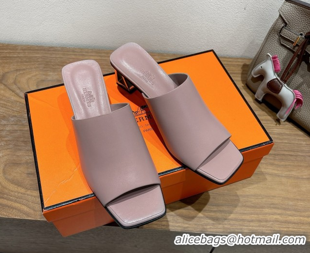 Big Discount Hermes Kristal Heel Slides Sandal in Nappa Leather Purple 0606072