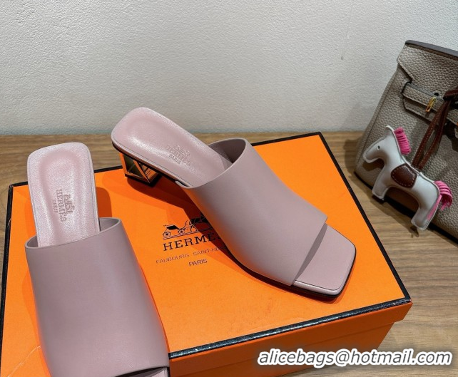 Big Discount Hermes Kristal Heel Slides Sandal in Nappa Leather Purple 0606072