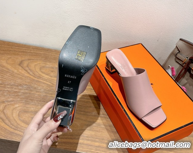 Big Discount Hermes Kristal Heel Slides Sandal in Nappa Leather Purple 0606072