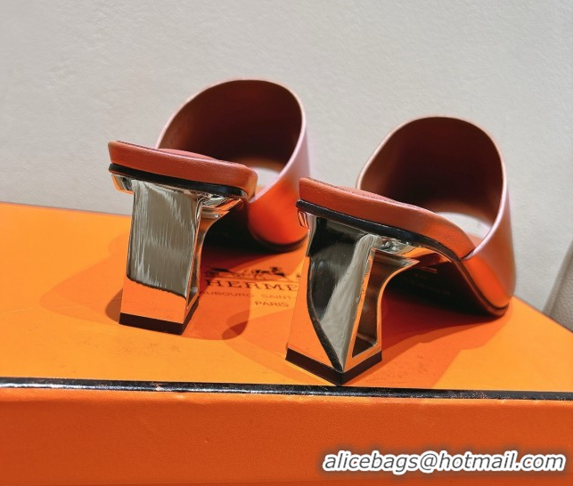 Unique Style Hermes Kristal Heel Slides Sandal in Nappa Leather Brown 0606073