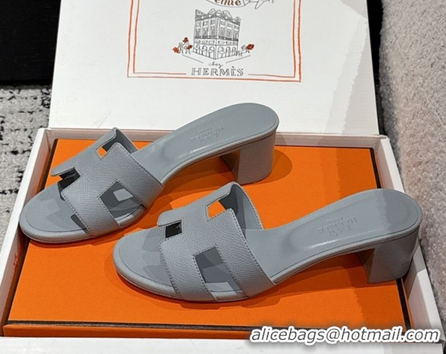 Good Product Hermes Classic Oasis Heel Slides Sandal 4.5cm in Palm Grained Leather Grey 0606075
