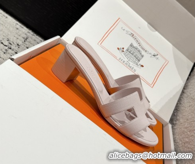 Most Popular Hermes Classic Oasis Heel Slides Sandal 4.5cm in Palm Grained Leather Pink 0606084
