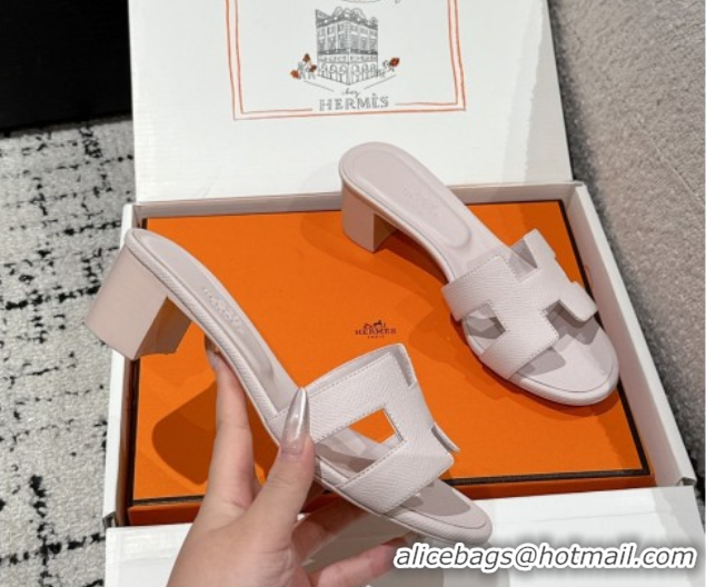 Most Popular Hermes Classic Oasis Heel Slides Sandal 4.5cm in Palm Grained Leather Pink 0606084