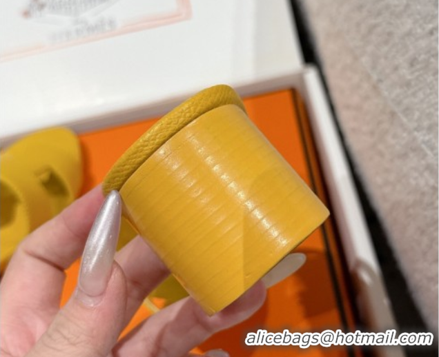 Unique Discount Hermes Classic Oasis Heel Slides Sandal 4.5cm in Palm Grained Leather Yellow 0606085