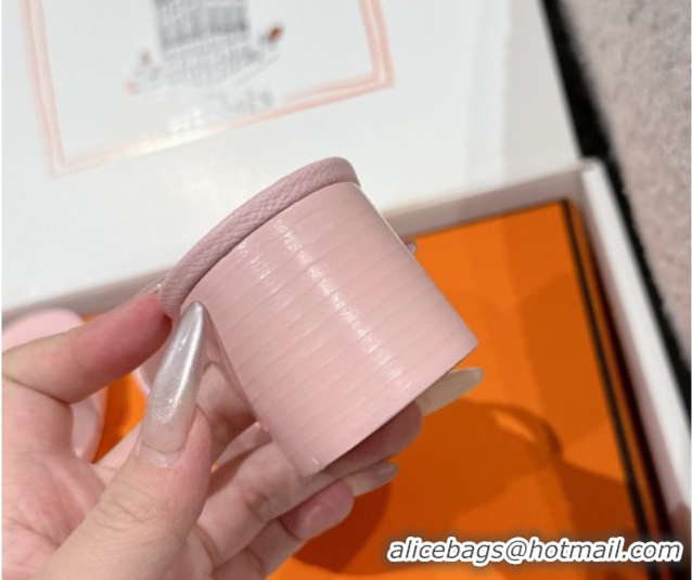 Charming Hermes Classic Oasis Heel Slides Sandal 4.5cm in Palm Grained Leather Pink 0606093