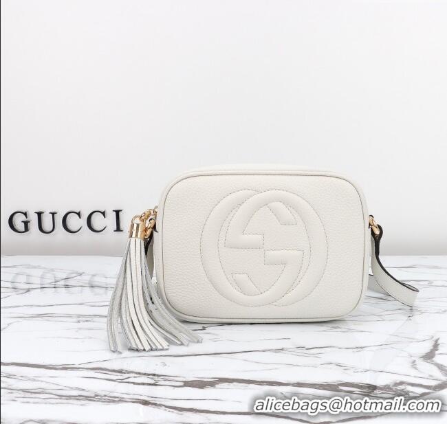 Original Cheap Gucci Soho Small Leather Interlocking G Tassel Disco Camera Bag 308364 White 2024