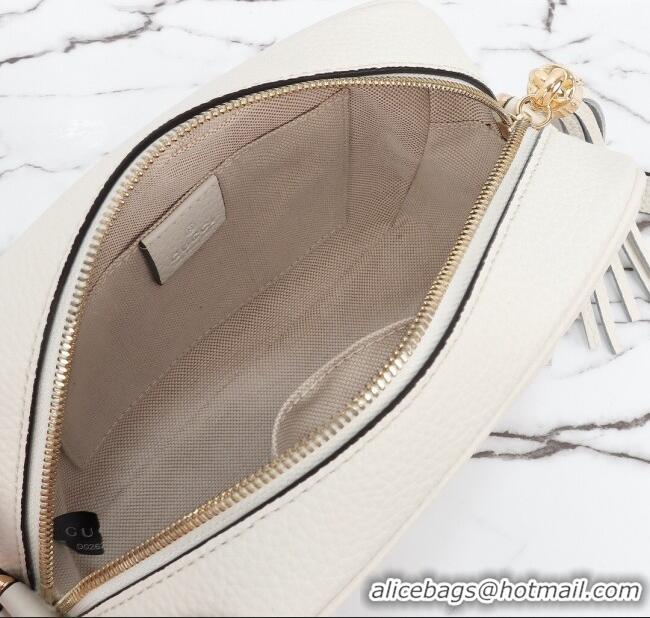 Original Cheap Gucci Soho Small Leather Interlocking G Tassel Disco Camera Bag 308364 White 2024