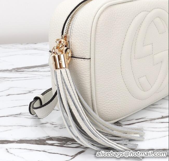 Original Cheap Gucci Soho Small Leather Interlocking G Tassel Disco Camera Bag 308364 White 2024