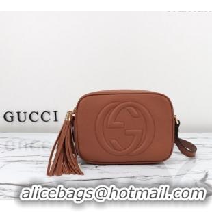 Top Design Gucci Soho Small Leather Interlocking G Tassel Disco Camera Bag 308364 Brown 2024