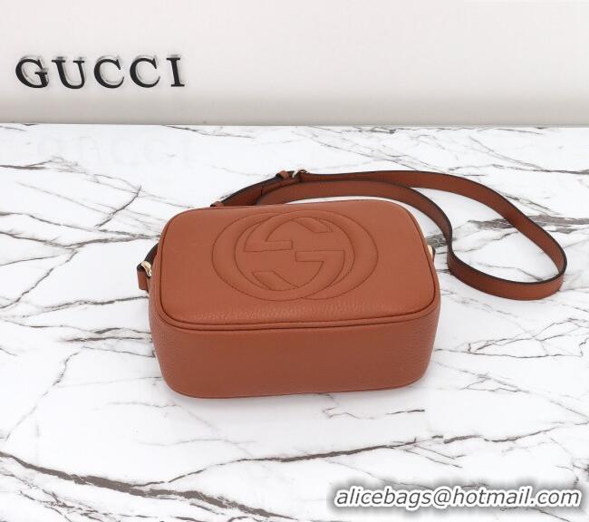 Top Design Gucci Soho Small Leather Interlocking G Tassel Disco Camera Bag 308364 Brown 2024