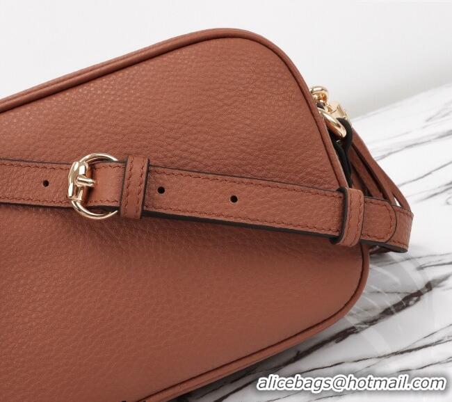 Top Design Gucci Soho Small Leather Interlocking G Tassel Disco Camera Bag 308364 Brown 2024