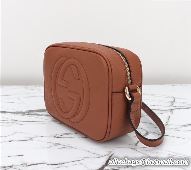 Top Design Gucci Soho Small Leather Interlocking G Tassel Disco Camera Bag 308364 Brown 2024