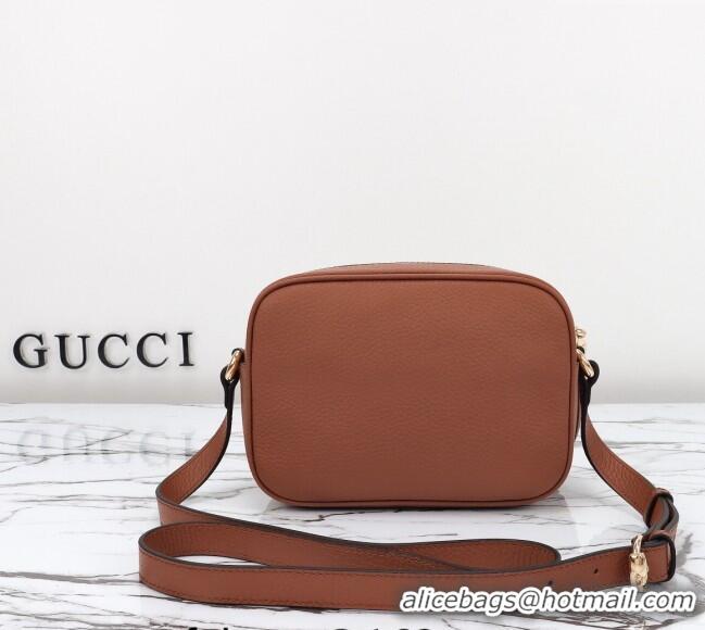 Top Design Gucci Soho Small Leather Interlocking G Tassel Disco Camera Bag 308364 Brown 2024