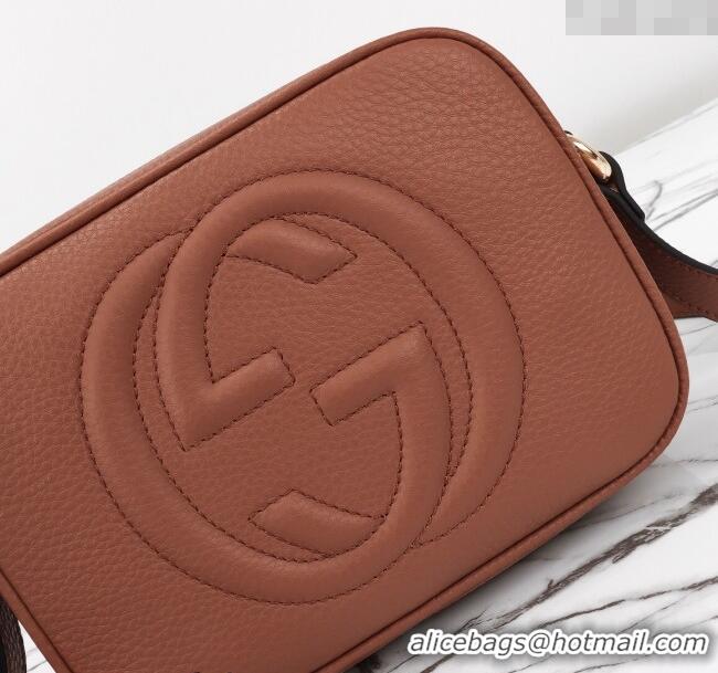 Top Design Gucci Soho Small Leather Interlocking G Tassel Disco Camera Bag 308364 Brown 2024