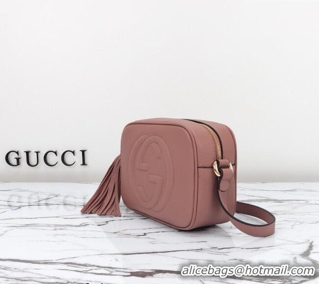 Top Quality Gucci Soho Small Leather Interlocking G Tassel Disco Camera Bag 308364 Nude Pink 2024