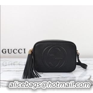 Famous Brand Gucci Soho Small Leather Interlocking G Tassel Disco Camera Bag 308364 Black 2024